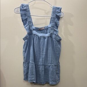 SO Women's Light Blue Ruffle Blouse